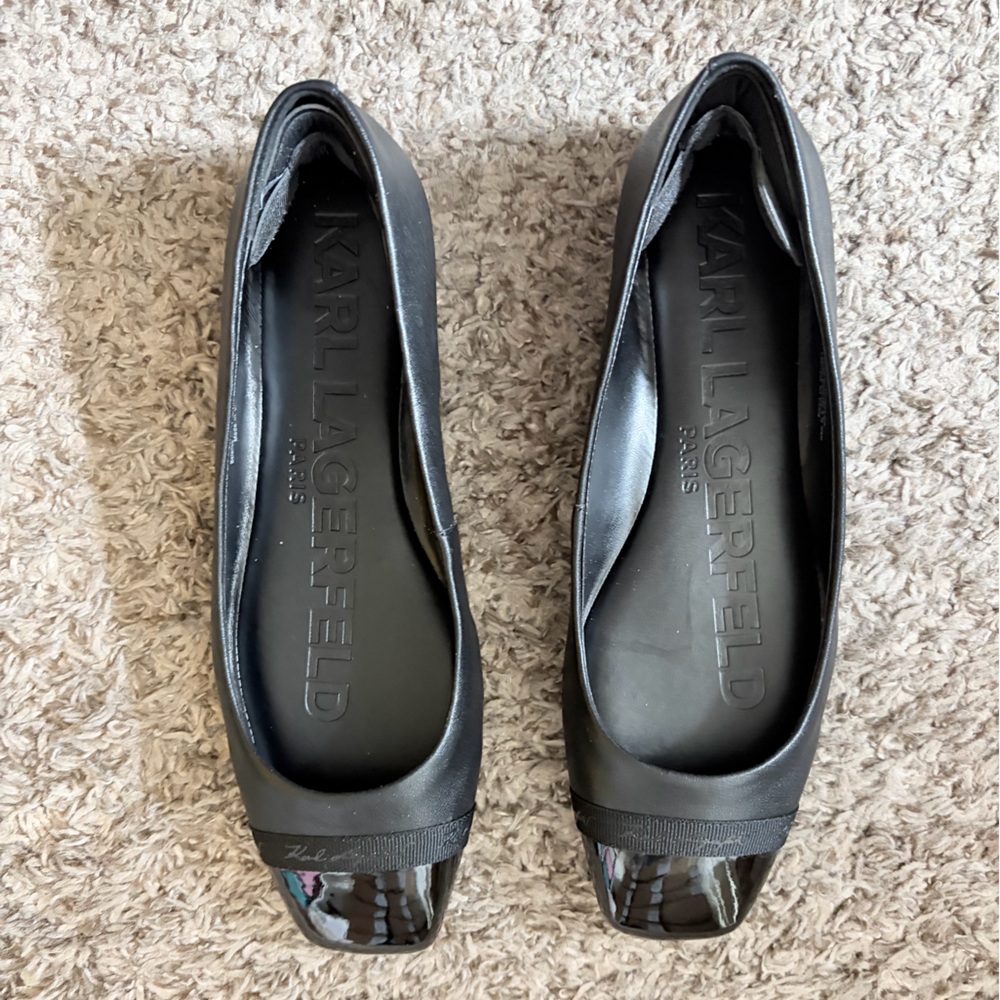Karl Lagerfeld Black Patent Flats